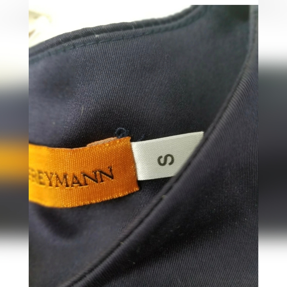 Roberta Freymann Irina Cotton Sateen Blouse - Small Navy Blue - Picture 5 of 7